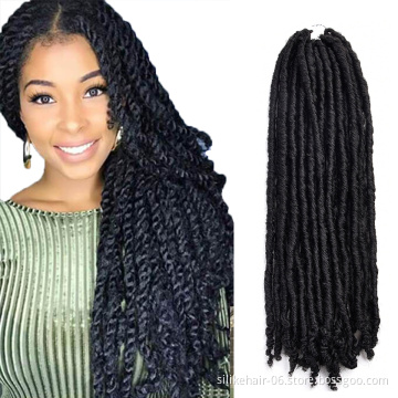 Long Black 18 inch Bohemian Locs Women Faux Dreadlocks Braids Goddess Faux Locs Synthetic Crochet Braiding Hair Extensions